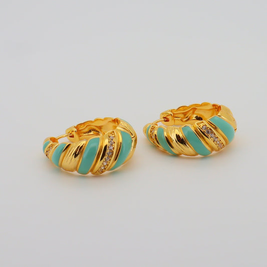 Chunky Enamel Hoops Green