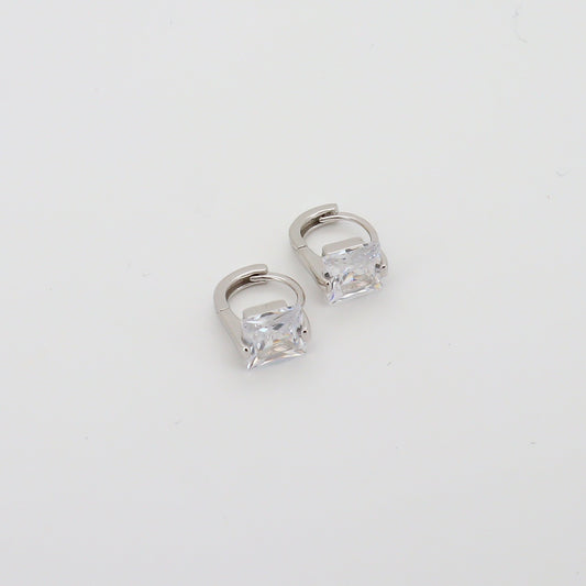 Square Elegance Hoops Silver
