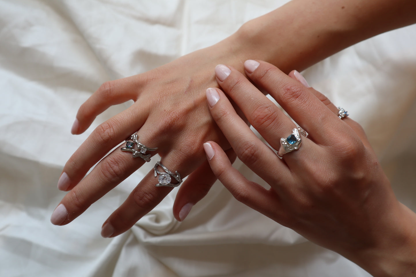 Crystal Cluster Ring Silver
