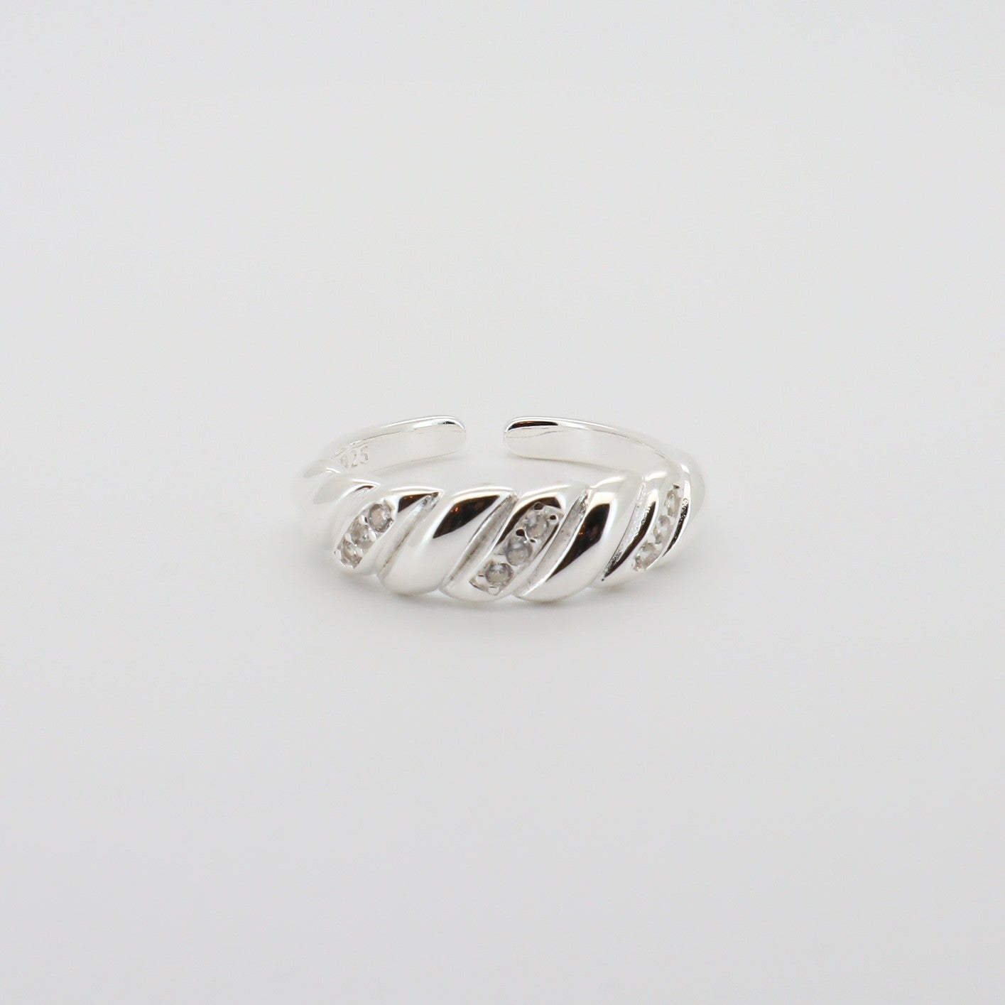 Croissant Zirconia Ring Silver