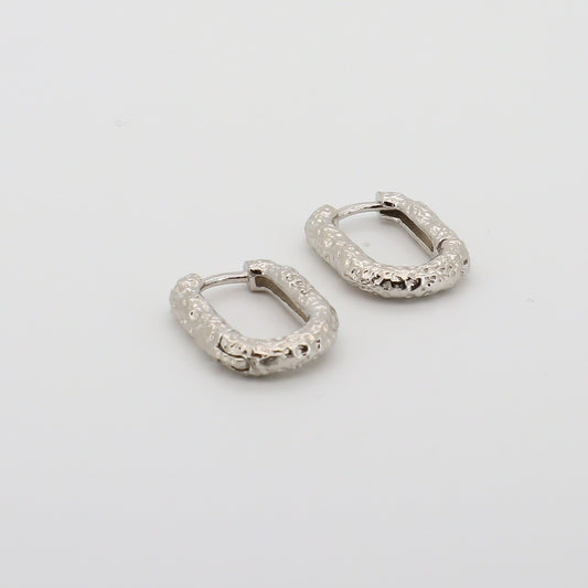 Textured Hoops Silver